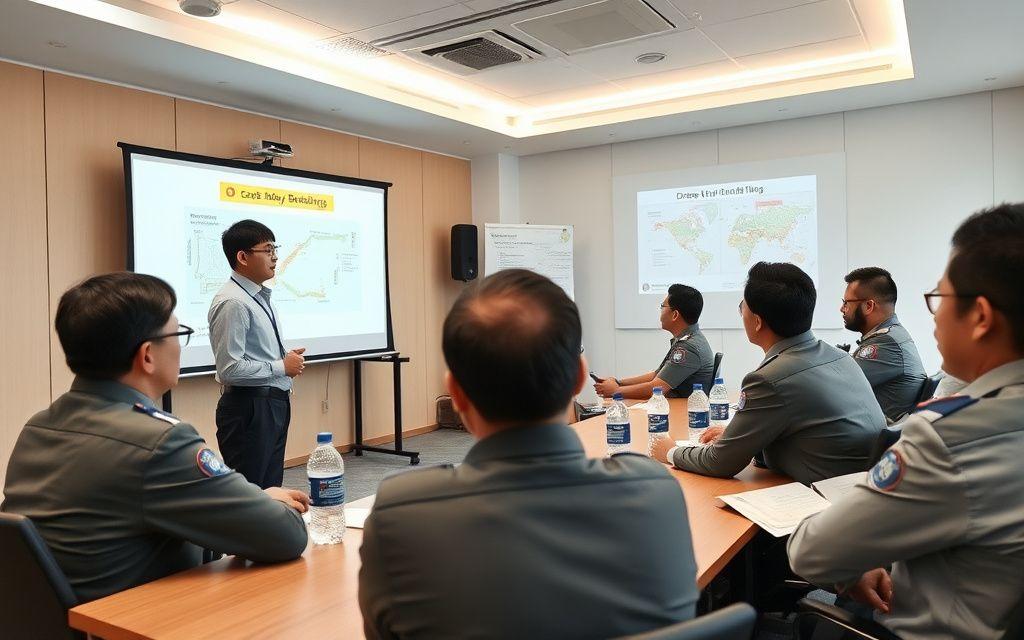 Trainer presenting a road safety briefing to company drivers