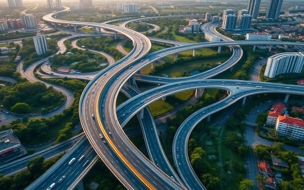 Aerial view of a Klang Valley highway interchange